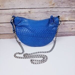 GIORGIA R Royal Blue Genuine Python Snakeskin Crossbody Handbag Purse